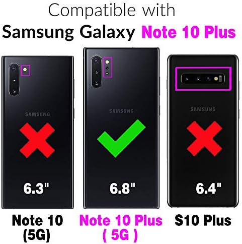 Съвместим с Samsung Galaxy Note 10 Plus Glaxay Note10 + 5G Калъф с Кожен Държач за кредитни карти, Магнитни заден панел, Панти чантата