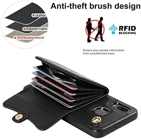 Чанта-портфейл GLORYSHOP по рамото за Samsung Galaxy A20 / A30, държач за кредитни карти с RFID заключване, Поставка от Изкуствена кожа,