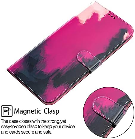 Чанта-портфейл Blllue, Съвместим с Sony Xperia L4, Защитен калъф от изкуствена кожа серия Watercolor за телефон Xperia L4 - Червен, черен