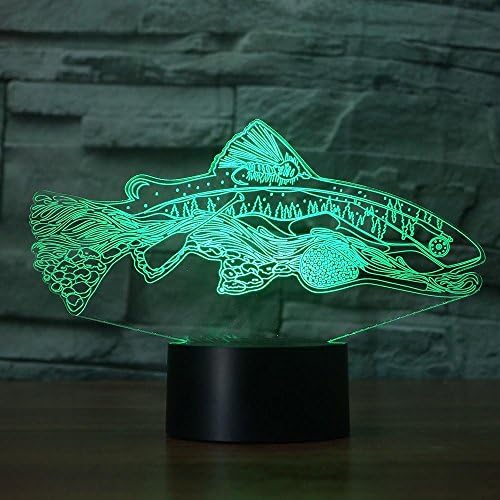 3D Риба нощна светлина Сензорен Прекъсвач Тенис на Маса Оптична Илюзия Лампи 7 Цвята Променящите се Светлини Led Настолна Лампа Коледна