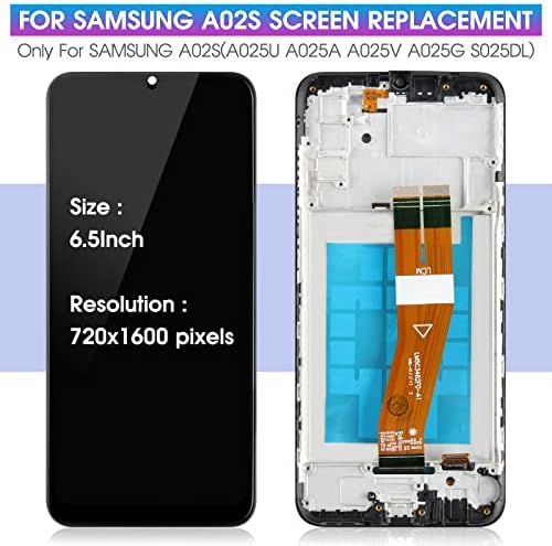 за Samsung A02S Смяна на екрана за Samsung A02S LCD дисплей за Samsung Galaxy A02S LCD дигитайзер за Samsung Galaxy SM-A025A SM-A025U LCD дисплей със сензорен екран за събиране на данни (не и за SM-A025F SM-A025M)