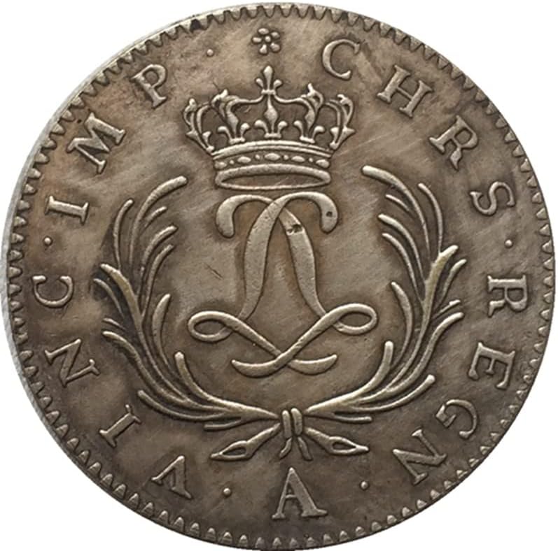 Френска монета 1724 г. От Чиста Мед, сребърно покритие Старинна Сребърна Доларова монета Ръчно изработени Колекция, която може да выдувать