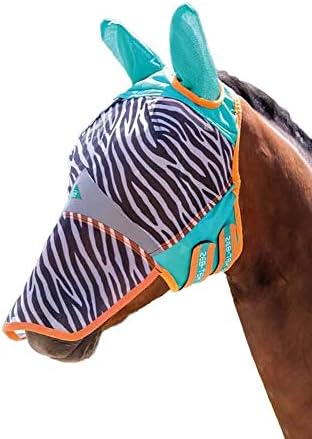 Маска за езда Shires Horse от мухи с уши и цип на носа с защита от uv Zebra (пълна)