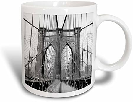 Керамична чаша 3dRose Brooklyn Bridge 1948, Ню Йорк, 11 грама, Бяла