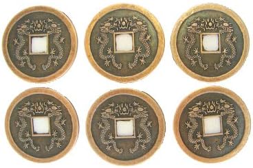 6 монети с двойно дракон (монети И дзин)-1,25 инча
