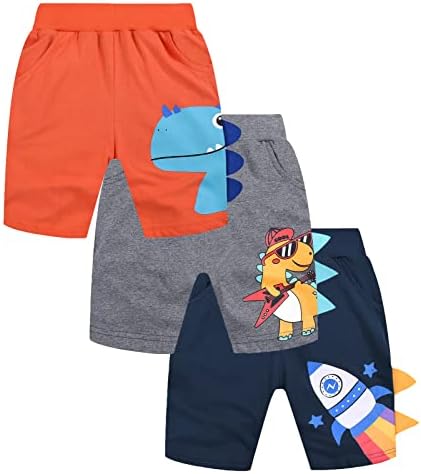 Плетени шорти LOKTARC за малки Момчета, Комплект от 3 броя, Детски Летни Памучни шорти за активно бягане