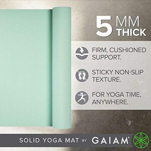 Gaiam Yoga Mat - висок Клас нескользящий подложка за упражнения и фитнес дебелина 5 мм за всички видове йога, пилатес и упражнения върху