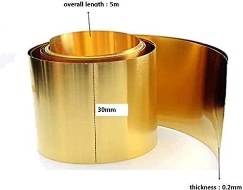 Латунная плоча HAOKTSB H62 Тонколистовая Метална Плоча от Латунного Меден лист за обработка на метали, Дебелина: 0,2 мм, дължина: 5 м.,