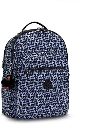 Жена раница за лаптоп Kipling Seoul Extra Large 17, Издръжлив, Просторен, с меки плечевыми ремъци, Училищна чанта, Ослепителен Geos, 13,5 L x 18,25H x 7,75D