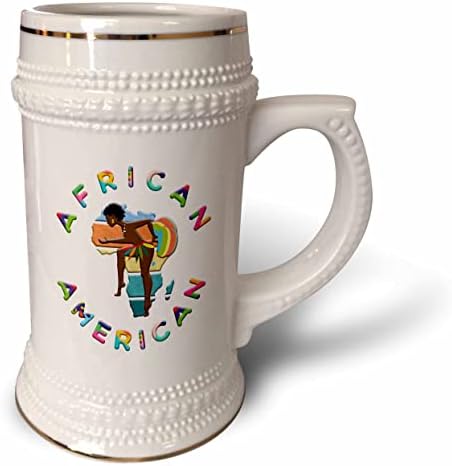 3dRose Africa - афро-американец на бяло. Цветна патриотичен подарък. - Чаша за стейна на 22 унция (stn-365345-1)