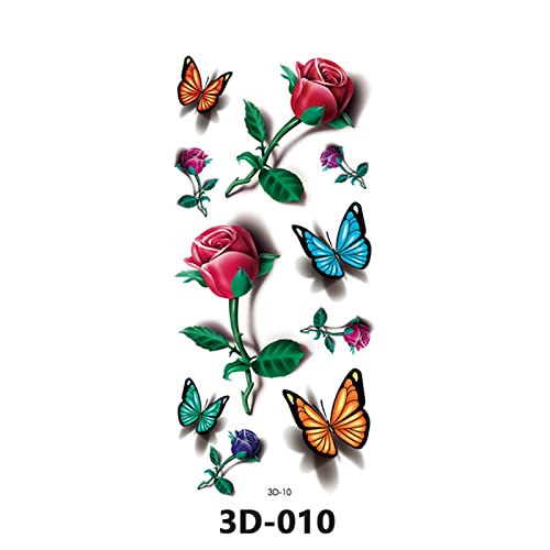 Временна Татуировка Пеперуда 3D Стикери Татуировки Пеперуди И Цветя Временни Татуировки Етикети Цветни Временни Татуировки за Боди-Арт За Жени Детски Нови Шаблони