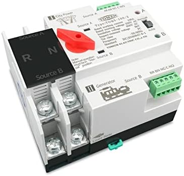 VOGOYO 1 бр. Din-рейк 2 P 3 P 4 P ATS Двойна мощност, Автоматичен превключвател за Предаване на Електрически Ключове Мощност 63A 100A 125A (Размер: 4 P, цвят: 110 125A)