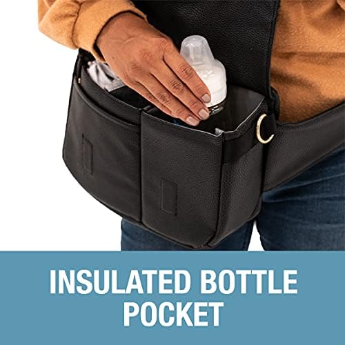 Чанта за памперси CleverMade през рамо и бебешки шишета Hip Pack - Органайзер за колички с регулиращи се презрамки и с множество джобове за съхранение на памперси, кърпички,