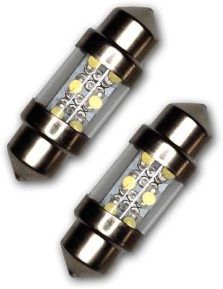 Tuningpros LEDDL-31M-W6 Куполна Лампа, led Лампи Festoom 31 мм, 6 светодиоди в бял цвят, комплект от 2 теми