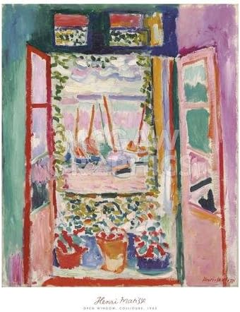 Анри Матис, Отворен прозорец, Collioure, Арт постер на 1905 г., Общият размер: 20x24, Размер на изображението: 16,75x20