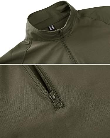 Мъжки ризи в стил Милитари TACVASEN, Оборудвана Пуловер с дълъг ръкав 1/4 цип, Тениска