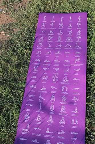 Модул за обучение килимче за йога за начинаещи с отпечатани на него позами - 75 илюстрирани с пози от йога и стрии 75 - Нескользящий