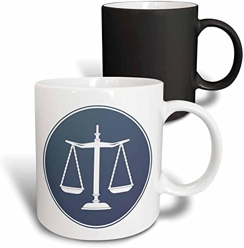 Дигитален дизайн 3dRose Houk – Закон - Син кръг, Символ на Везните на правосъдието - Чаши (mug_165574_1)