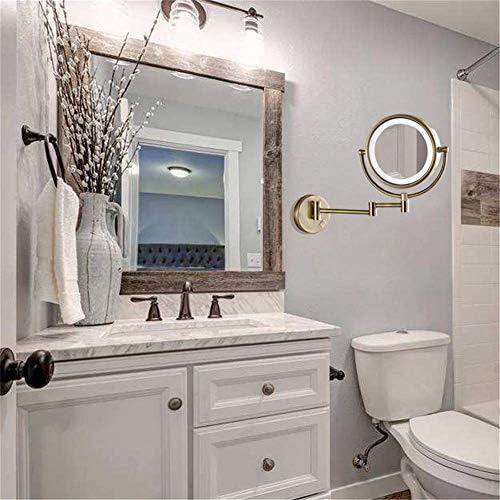 Огледала за грим NOVOCE Стена, Увеличаване на Сгъваеми Прибиращи Огледала за тоалетна масичка с подсветка (Размер: 7X)