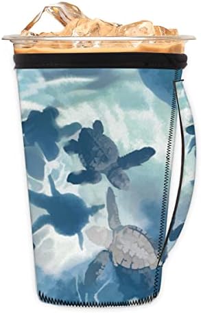 Лятото Морската Океанска костенурка (05) многократна употреба Кафе ръкав с лед с дръжка от неопрен за напитки, кафе лате, Чай, Напитки,