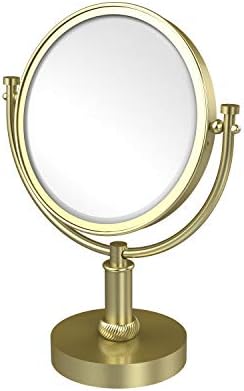 Козметично Огледало на Allied Brass DM-4T /3X 8 Инча, Тоалетно Огледало с 3-Кратно увеличение, Сатинированная Месинг