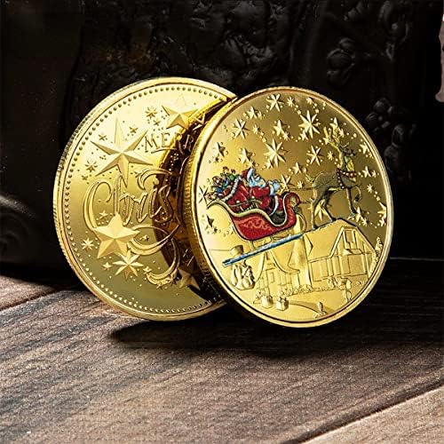Весела Коледа Цветна Възпоменателна Монета, Медал на Дядо Коледа, са подбрани Монета, Занаяти, Предмети с Колекционерска стойност, Украса за Дома, Монета на Повиква