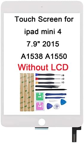 Смяна на сензорен екран JayTong за i-pad Mini 4 7,9 2015 A1538 A1550 с цифров преобразувател докосване на екрана [Без LCD дисплей] (бял)