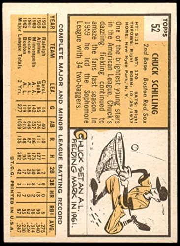 1963 Topps 52 Чък Шилинг Бостън Ред Сокс (Бейзболна картичка) (Може да има или да няма червен етикет върху търговска марка в Прилеп),