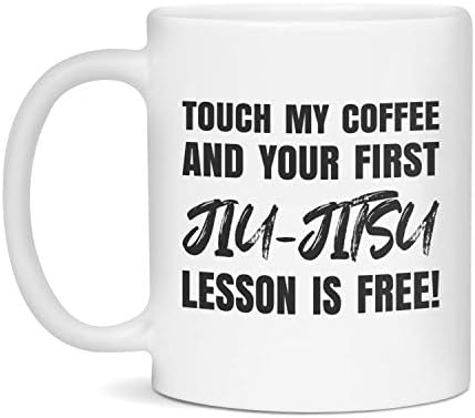 Докосваш моето Кафе, и своя първи урок по джу-джицу ще бъде безплатен - Забавна Чаша за бойни изкуства, 15 грама Бял Цвят