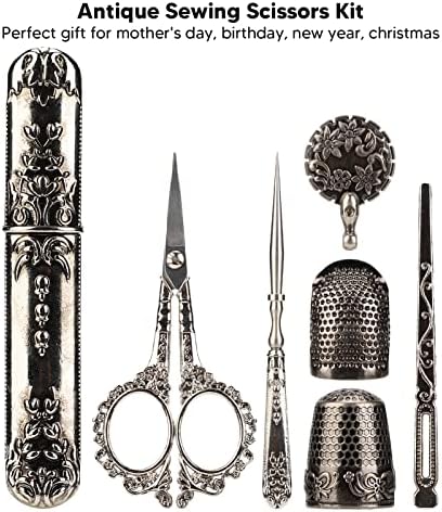 Комплект ножици за бродиране Luqeeg в ретро стил, Шевни Ножици в Европейски Стил от Неръждаема Стомана, Инструменти за Бродиране с Калъф