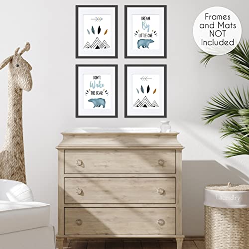 Sweet Jojo Designs Грифельно-сини и бели Стенни Артистични Щампи Интериор на стаята за бебето, детето и деца за Събиране акварелей Bear
