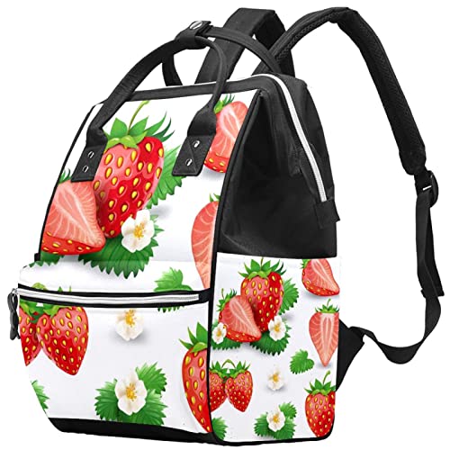 Раница-чанта за Памперси LORVIES Ягода Leaves Цвят, Многофункционална Чанта За Пътуване с Голям Капацитет