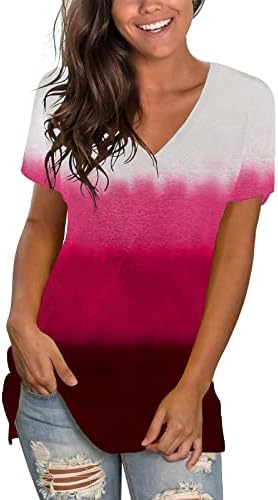 Дамска Блуза Райе с Дълбоко V-образно деколте и Графичен Дизайн за Момичета, Тениска за Жени Есен-Лято M5 M5