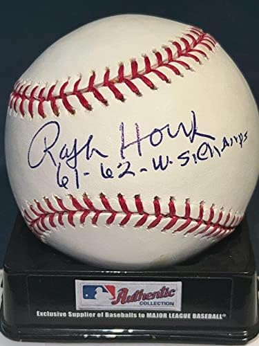 Ралф Хук Ню Йорк Янкис 1961-62 Шампиони по бейзбол с автограф Oml - Бейзболни топки с автографи