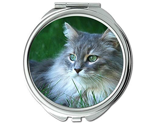 Огледало, Пътно Огледало, Огледало с Пухкави Зелени Очи на Животното Котка за Мъже/Жени, Увеличително 1 X 2X