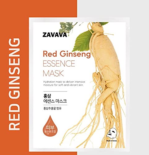 Комбинирана маска HOMTAK за лице с червен женшен (10 x) Дневен корейски Грижа за кожата, Хидратиращи, подмладяване, успокояваща (Червен