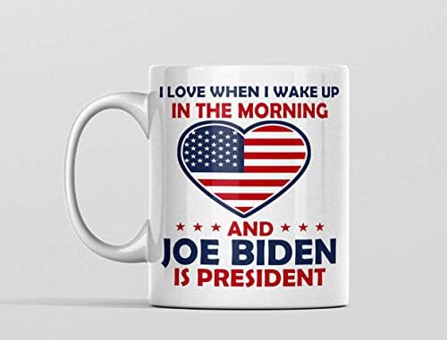 Забавна чаша за Ланка - харесва Ми, когато се Събуждам сутрин, а Джо Байдън - председател, Кафеена чаша чудесно за демократите, чашата за Кафе премиум-клас, 11 грама, бя