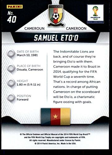 Световната купа 2014 Панини Prizm #40 Самуел Ето ' о световно Първенство по футбол в Камерун NM-MT
