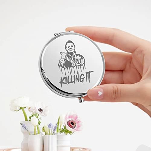 Карманное Огледало от филм на ужасите KEYCHIN Michael Подарък на феновете Killer Myers Killing It Компактно Огледало за грим Фен на филми на ужасите (Killing It Mirror-S) (Killing It Mirror-S)