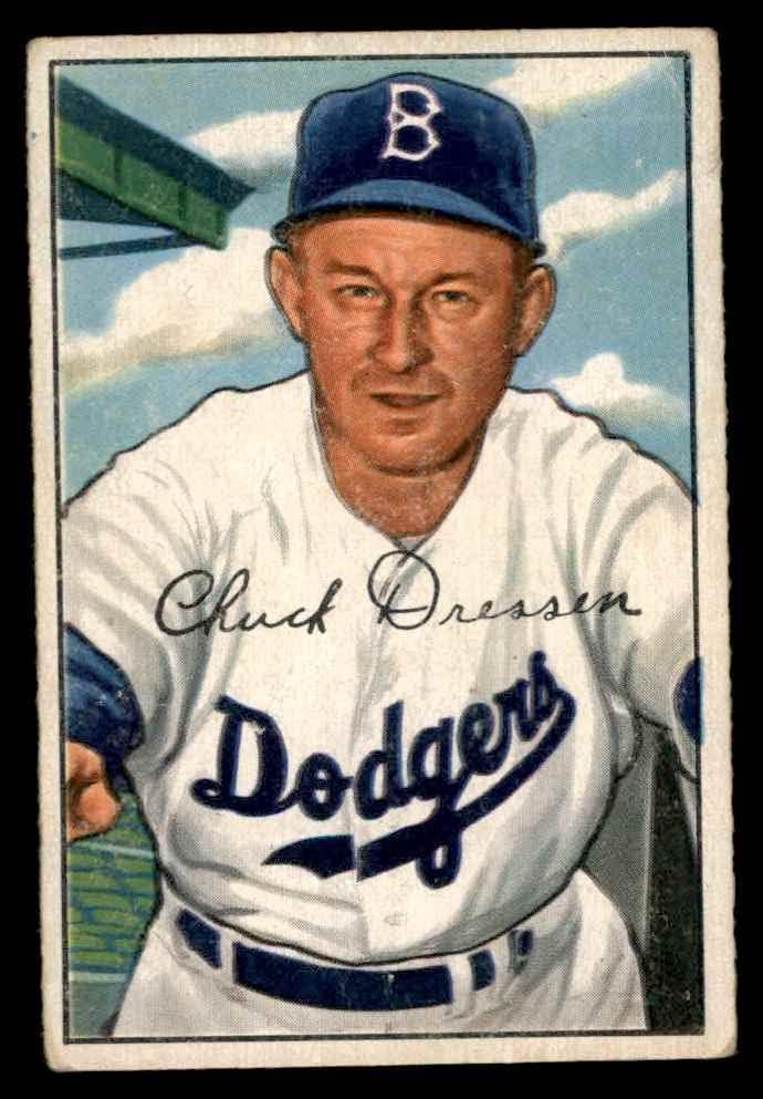 1952 Боуман # 188 Чък Дрессен Бруклин Доджърс (Бейзбол карта) VG Dodgers