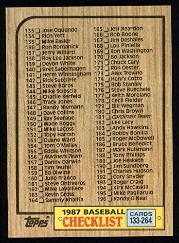 1987 Topps 264 Контролен списък на 133 - 264 (Бейзболна картичка) NM / MT