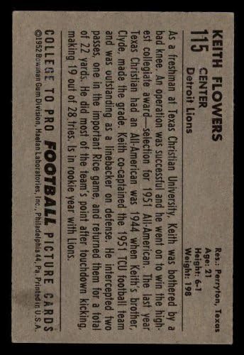 1952 Боуман # 115 Кийт Флауэрс Детройт Лайонз (Футболна карта), БИВШ клуб Лайонз