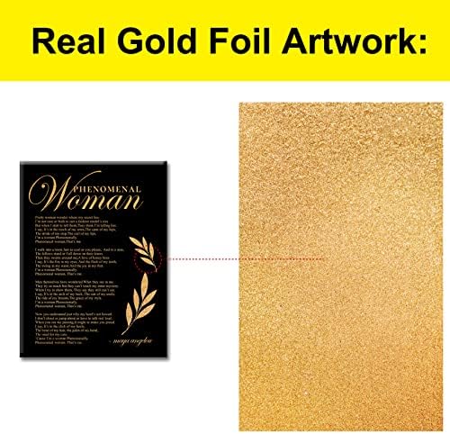 Вдъхновяващи Платно От Златно Фолио Стенно Изкуство Положителна Феноменалната Жена Цитат Печат В Рамка Платно Картина Начало Декор Подаръци 12x15 См
