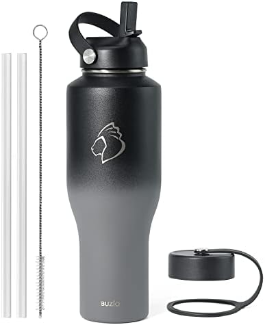 Случайна бутилка за вода BUZIO на 64 грама с изолирана чаша с 40 грама, Метална Колба за пътуване, поддържа хлад в рамките на 48 часа, гореща в рамките на 24 часа