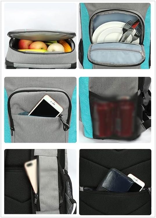WYKDD Оксфорд Голяма чанта-хладилник, кутия за обяд и пикник Изолиран Стръмен Раница, пакет с лед, Пресни Термални чанти за рамо (Цвят: