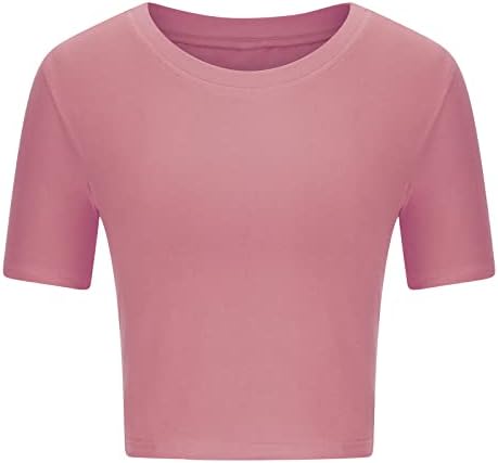 Летни Съкратен Блузи за Жени, Модни Обикновена Тениска с Къс Ръкав Свободно, Намаляване, Ежедневни Тениски с Кръгло деколте, Блуза