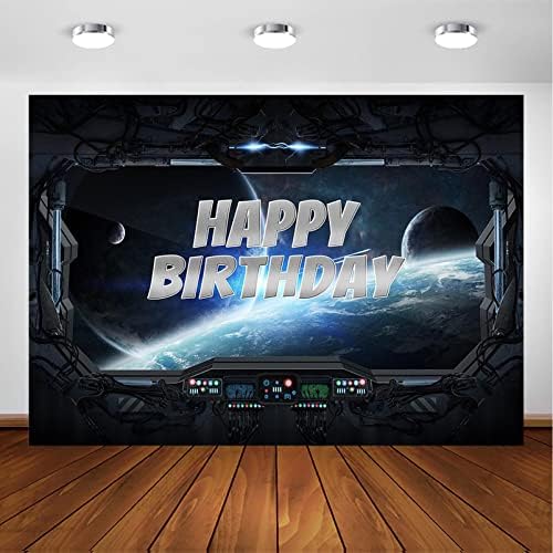 Avezano Космически Фон за рожден Ден Украса за парти по случай рождения Ден на момчетата Тема на космическия кораб Вселена, фон за снимки на рожден Ден, на маса за торта
