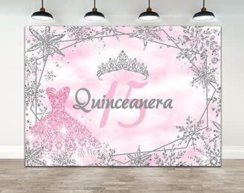 Тикуеникоа 7 × 5 метра на Мексико на 15-аз Бар-Мицва Фон за Рожден Ден Великолепен Триумф За Възрастни Розово Момиче Пайети Снежинка