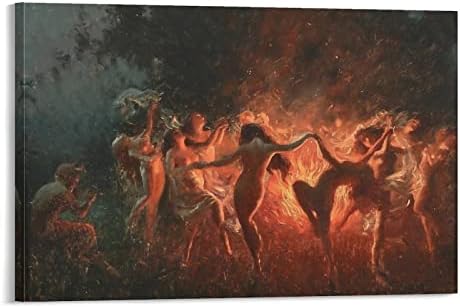 Работата на известния художник с маслени бои - Нимфи, танцуващи под Пан флейта Естетически Плакати Секси плакат Canva Платно Стенни артистични Щампи за decor Декор на ст