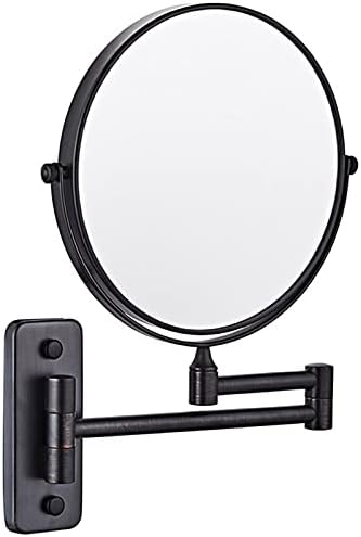 ZAAHH Стенно Огледало За грим, 8-инчов Двустранно Увеличително Огледало За Бръснене, Прибиращи кръгло Огледало за Баня, Хром, 7X (Цвят: Черен Размер: 7X)